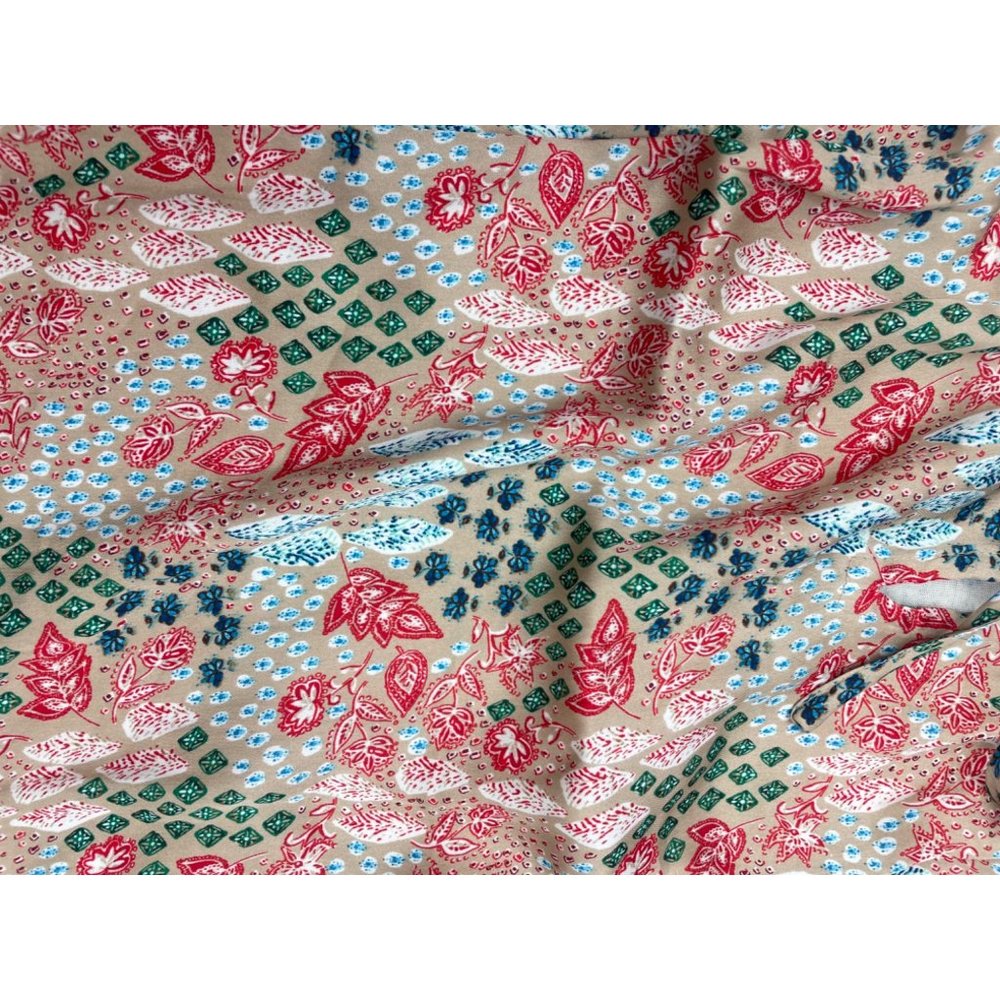 LOFT WOMEN Garden Cinched Sleeve Ruffle Tie Neck Mixed Media Top M - Picture 9 of 16